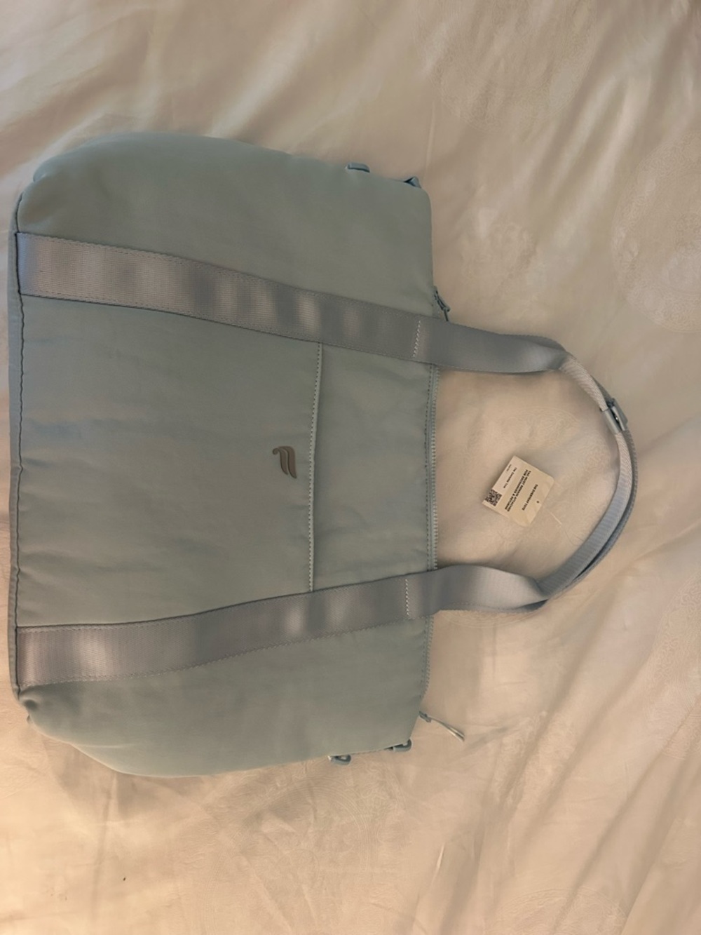 Fabletics Light Gray Tote Bag with Satin-Strap Detail - Picture 5 of 8